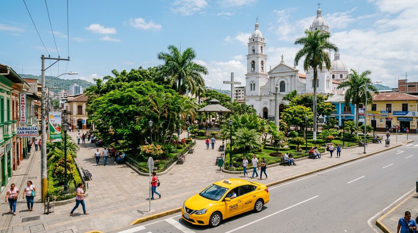 Parque Central Vicente Amador Flor y Catedral Jesús el Buen Pastor